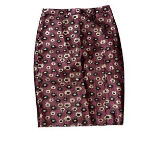 J. Crew Collection Burgundy/Gold/Black Metallic Marigold Pencil Skirt OO